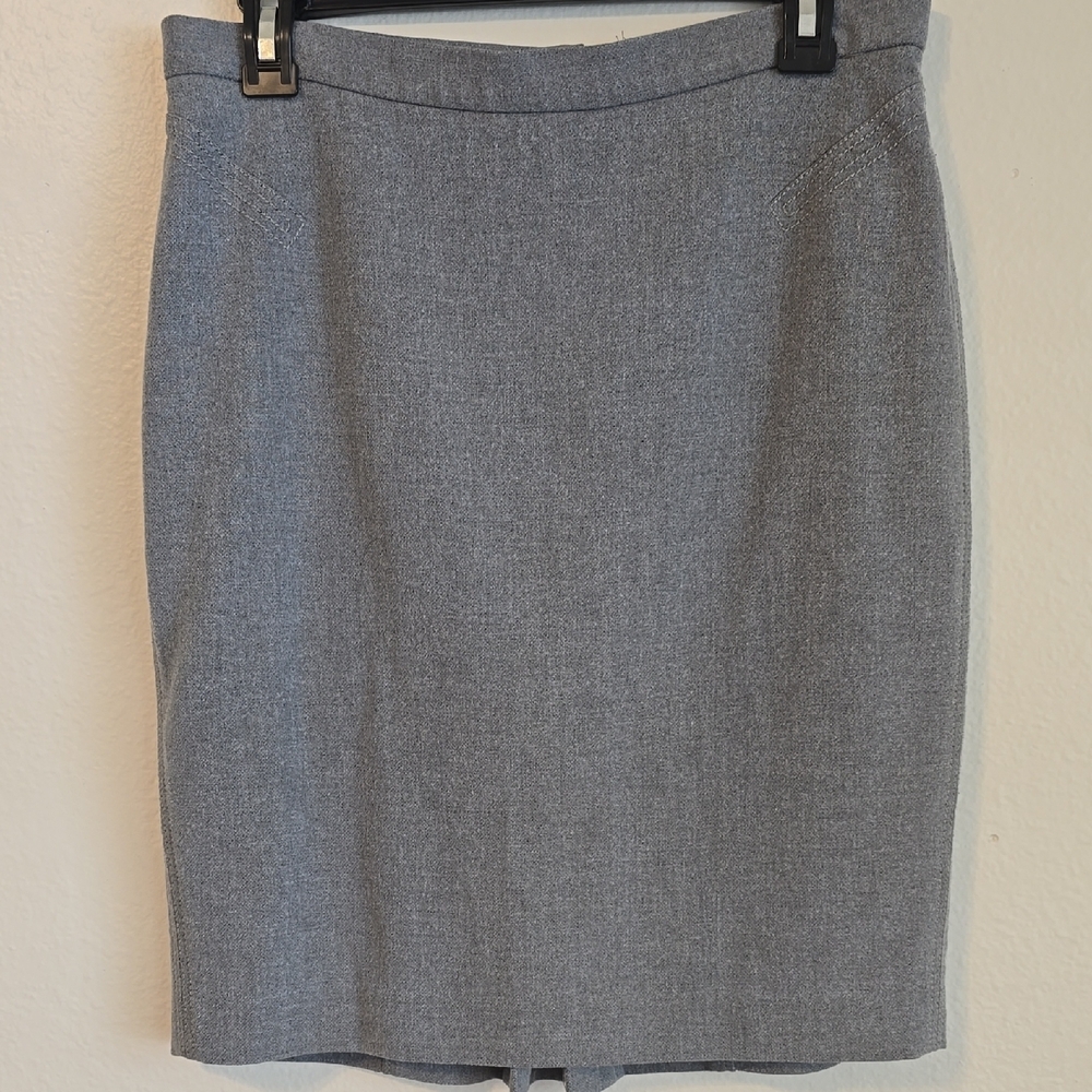 LOFT Gray Knee-Length Pencil Skirt for Work